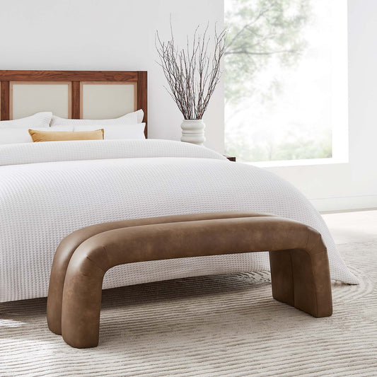 Axen Upholstered Eco-Leather Bench, Brown