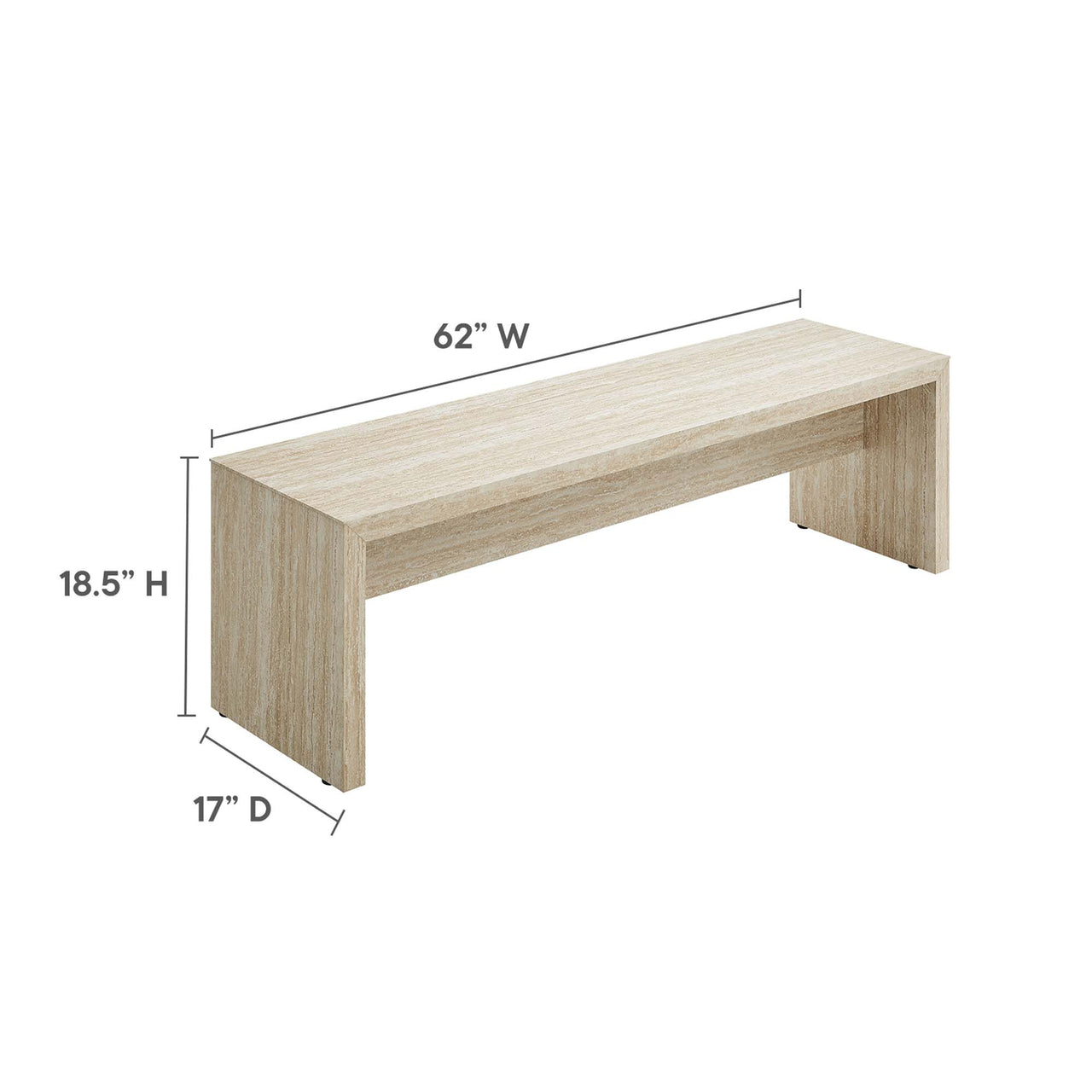Orevein Bench, Large, Travertine
