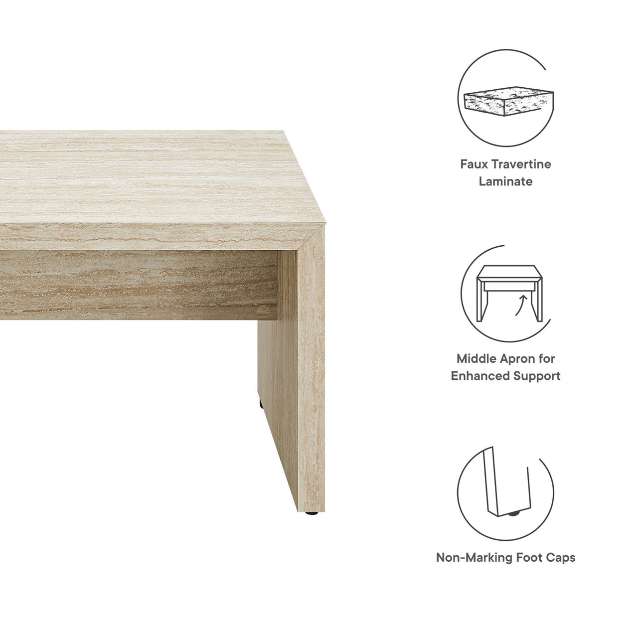 Orevein Bench, Small, Travertine