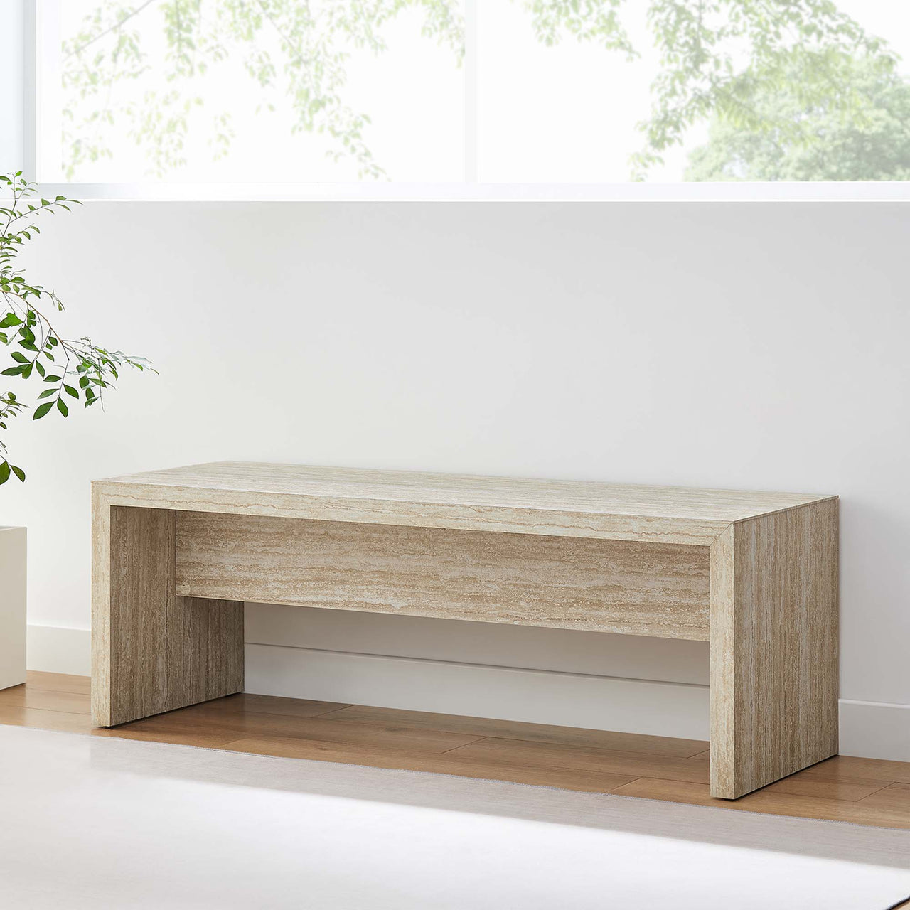 Orevein Bench, Small, Travertine