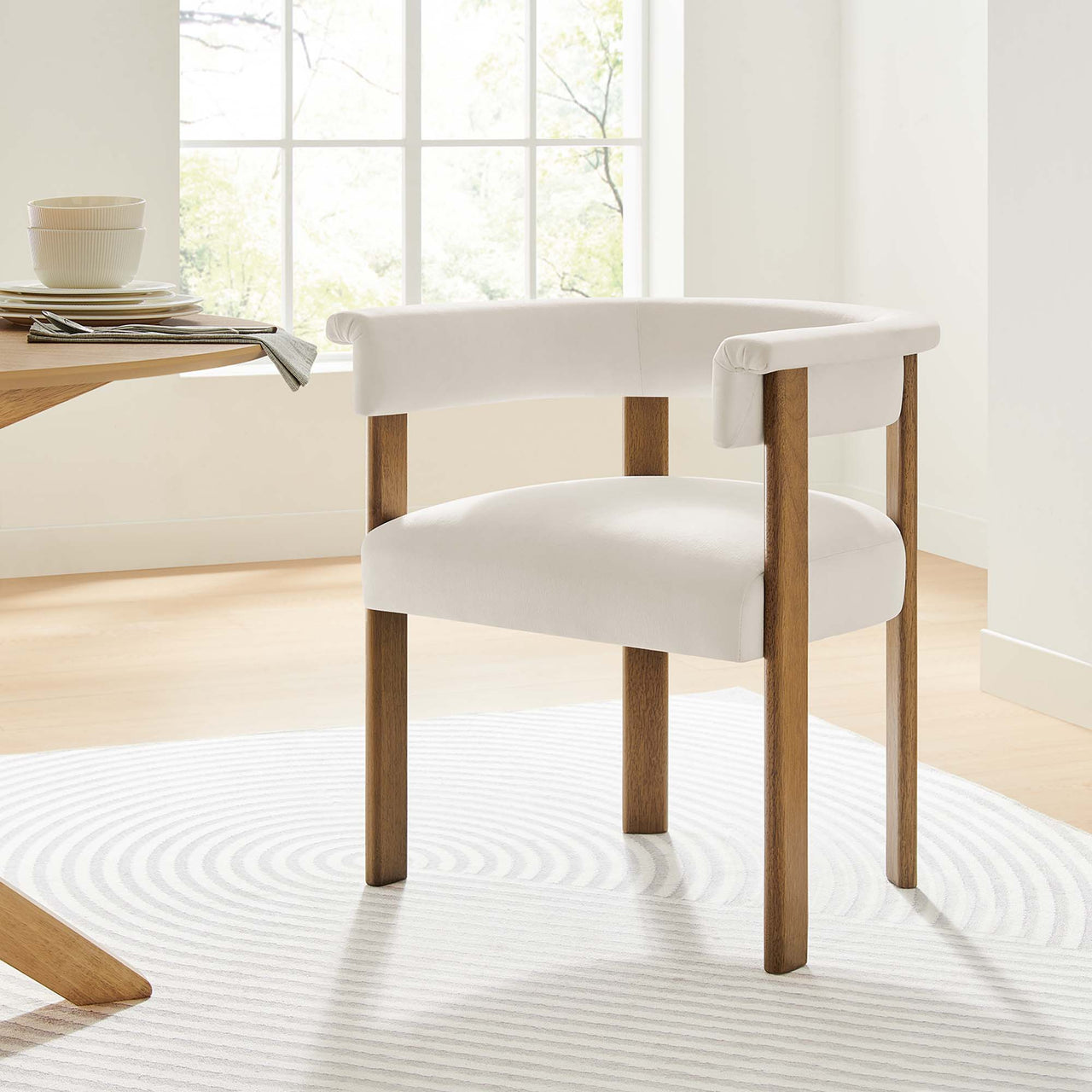 Maiden Upholstered Velvet Dining Chair Set of 2, Chalk & Brown