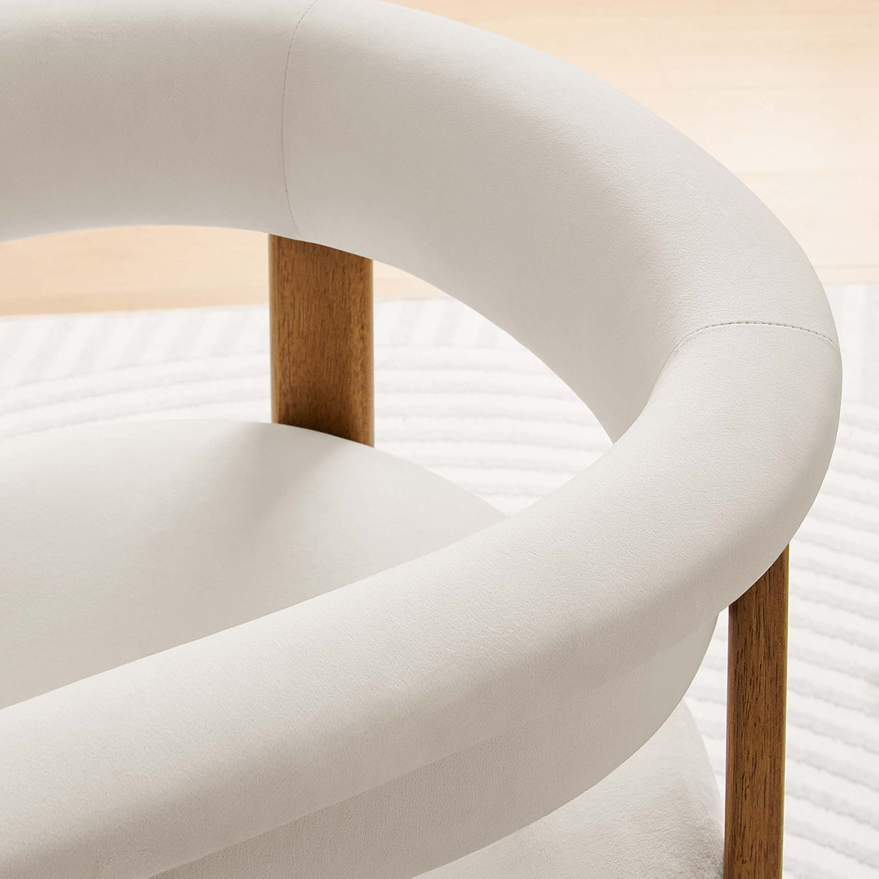 Maiden Upholstered Velvet Dining Chair Set of 2, Chalk & Brown