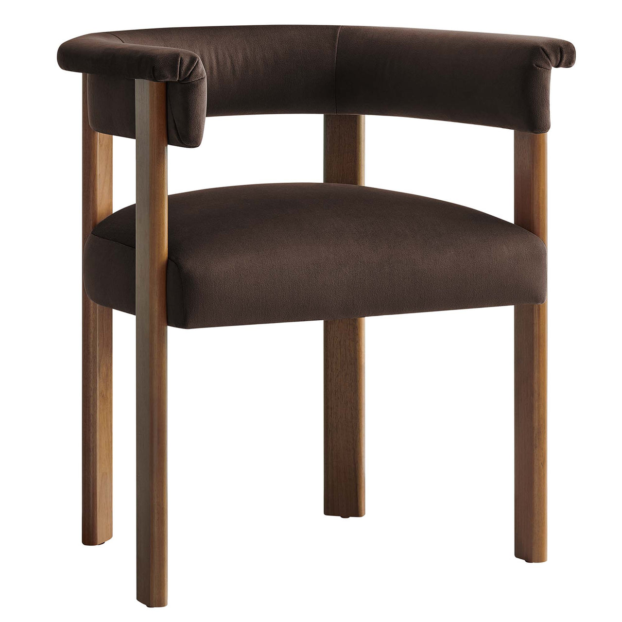 Maiden Upholstered Velvet Dining Chair Set of 2, Chocolate Brown & Brown