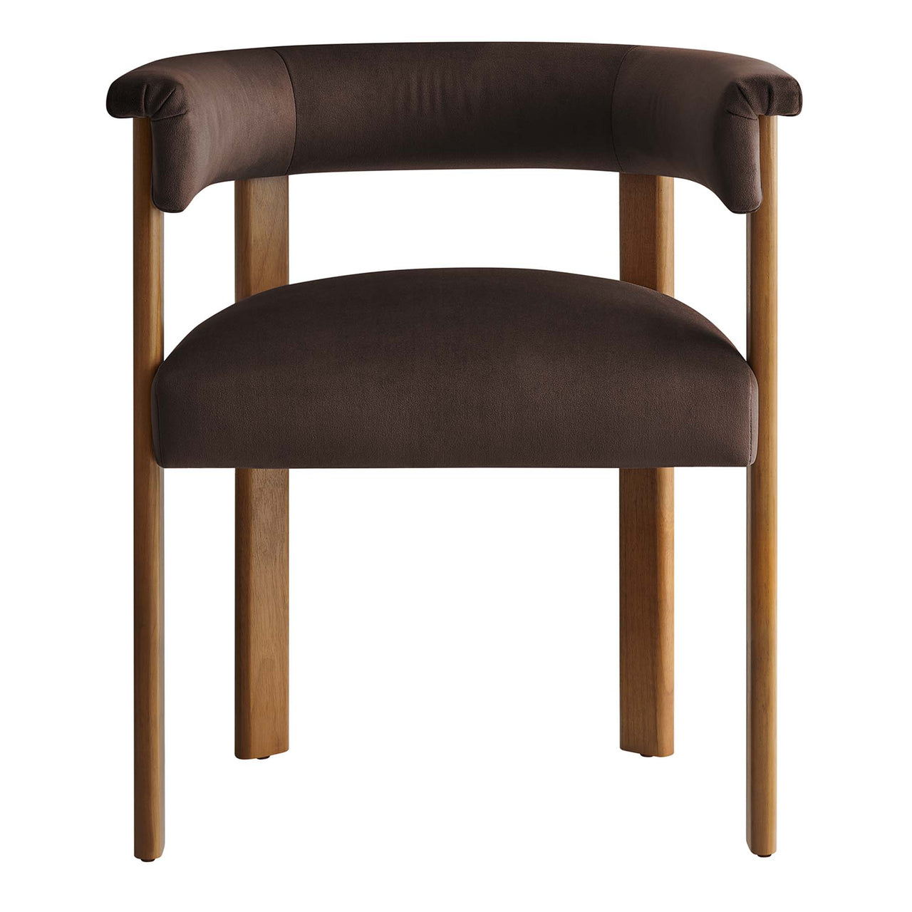 Maiden Upholstered Velvet Dining Chair Set of 2, Chocolate Brown & Brown
