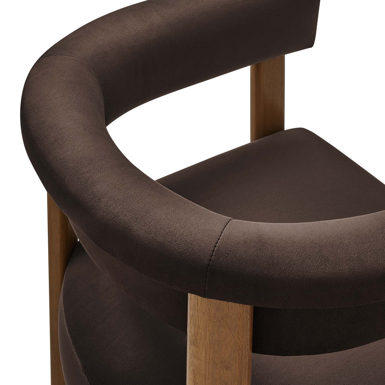 Maiden Upholstered Velvet Dining Chair Set of 2, Chocolate Brown & Brown