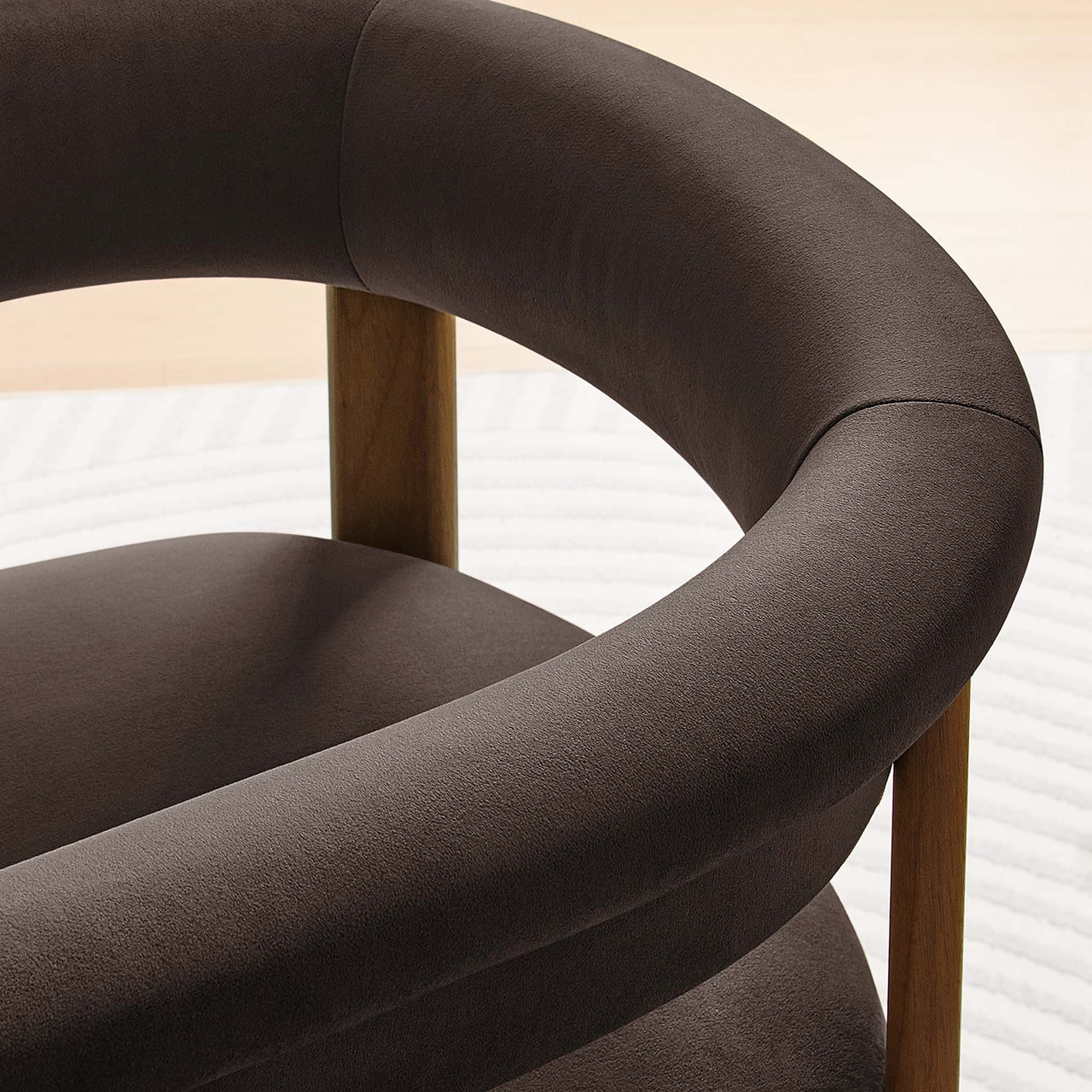 Maiden Upholstered Velvet Dining Chair Set of 2, Chocolate Brown & Brown