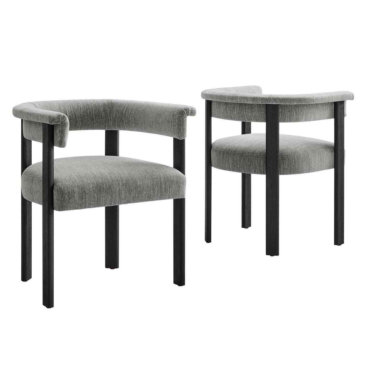 Maiden Fabric Dining Chair Set of 2, Gray & Black