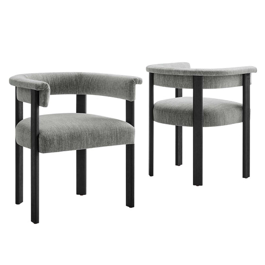 Maiden Fabric Dining Chair Set of 2, Gray & Black