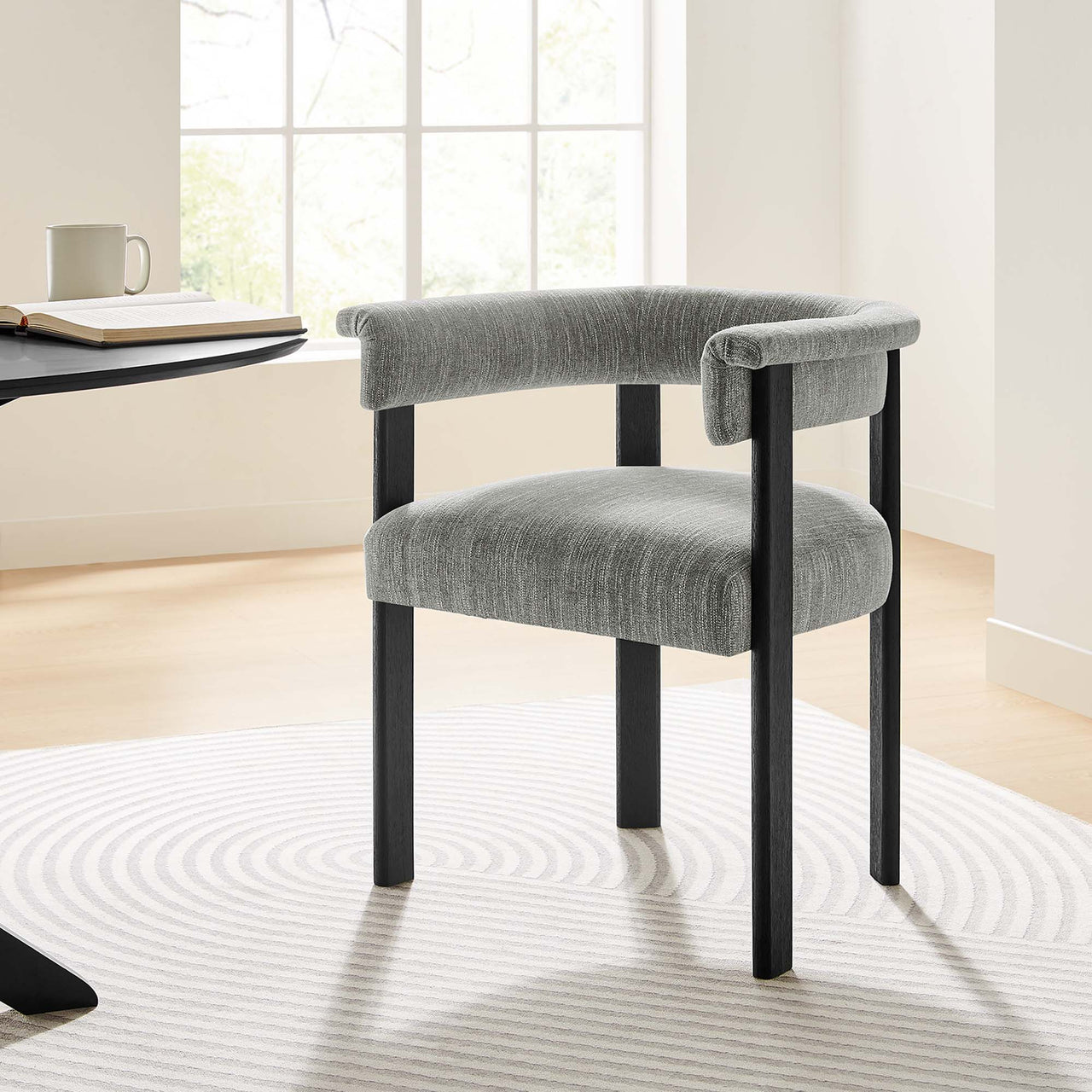 Maiden Fabric Dining Chair Set of 2, Gray & Black