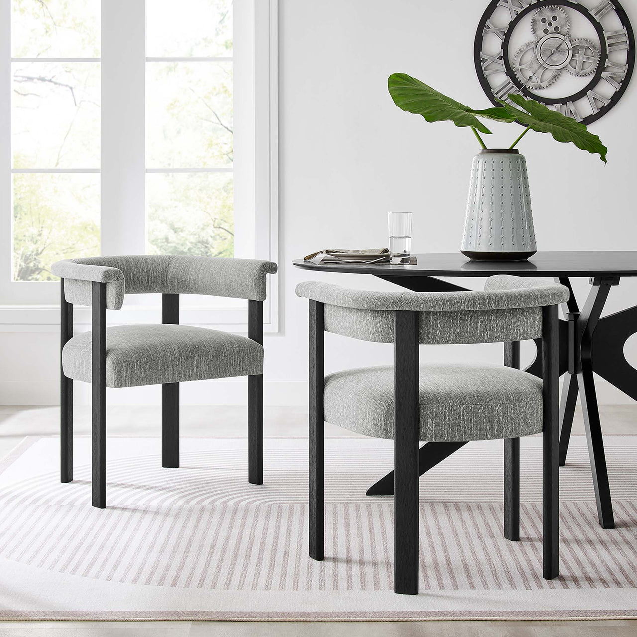 Maiden Fabric Dining Chair Set of 2, Gray & Black