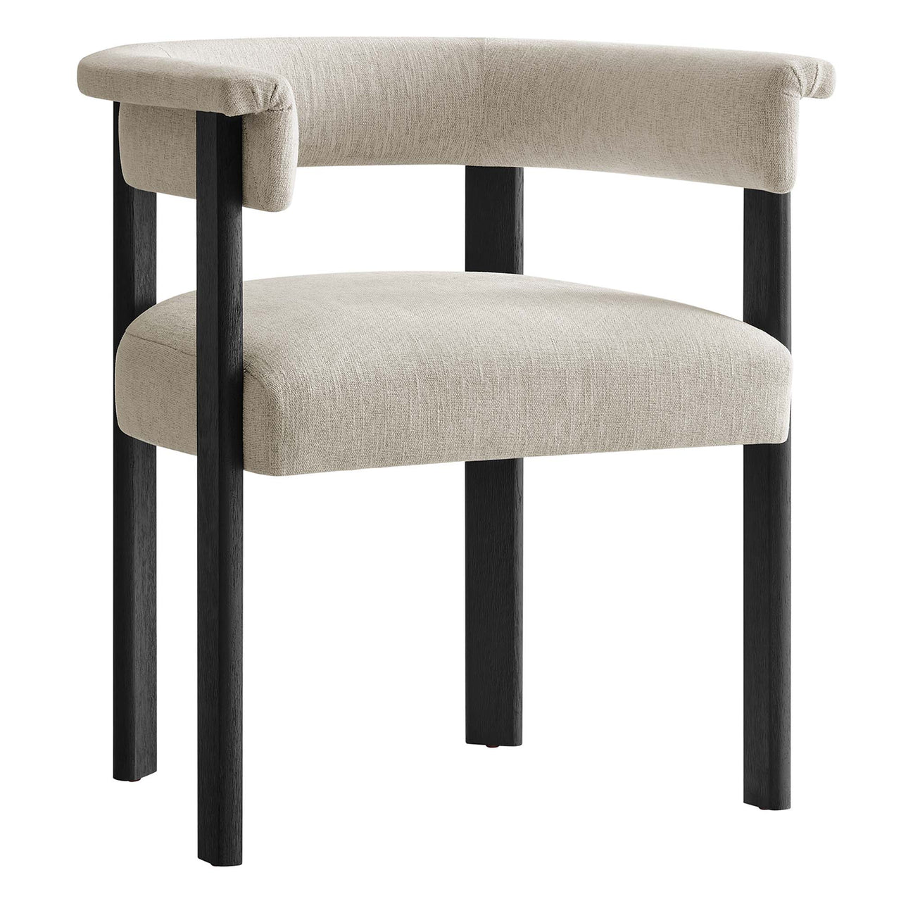Maiden Fabric Dining Chair Set of 2, Ivory & Black