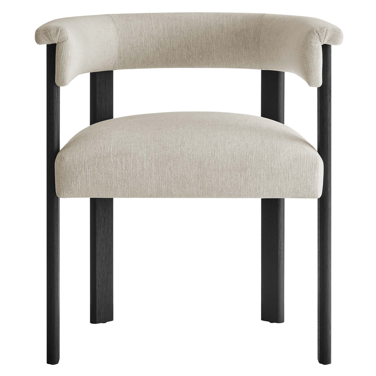Maiden Fabric Dining Chair Set of 2, Ivory & Black