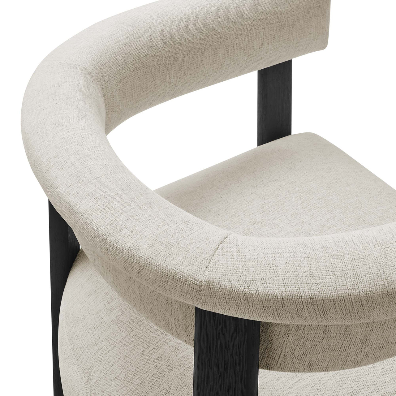 Maiden Fabric Dining Chair Set of 2, Ivory & Black