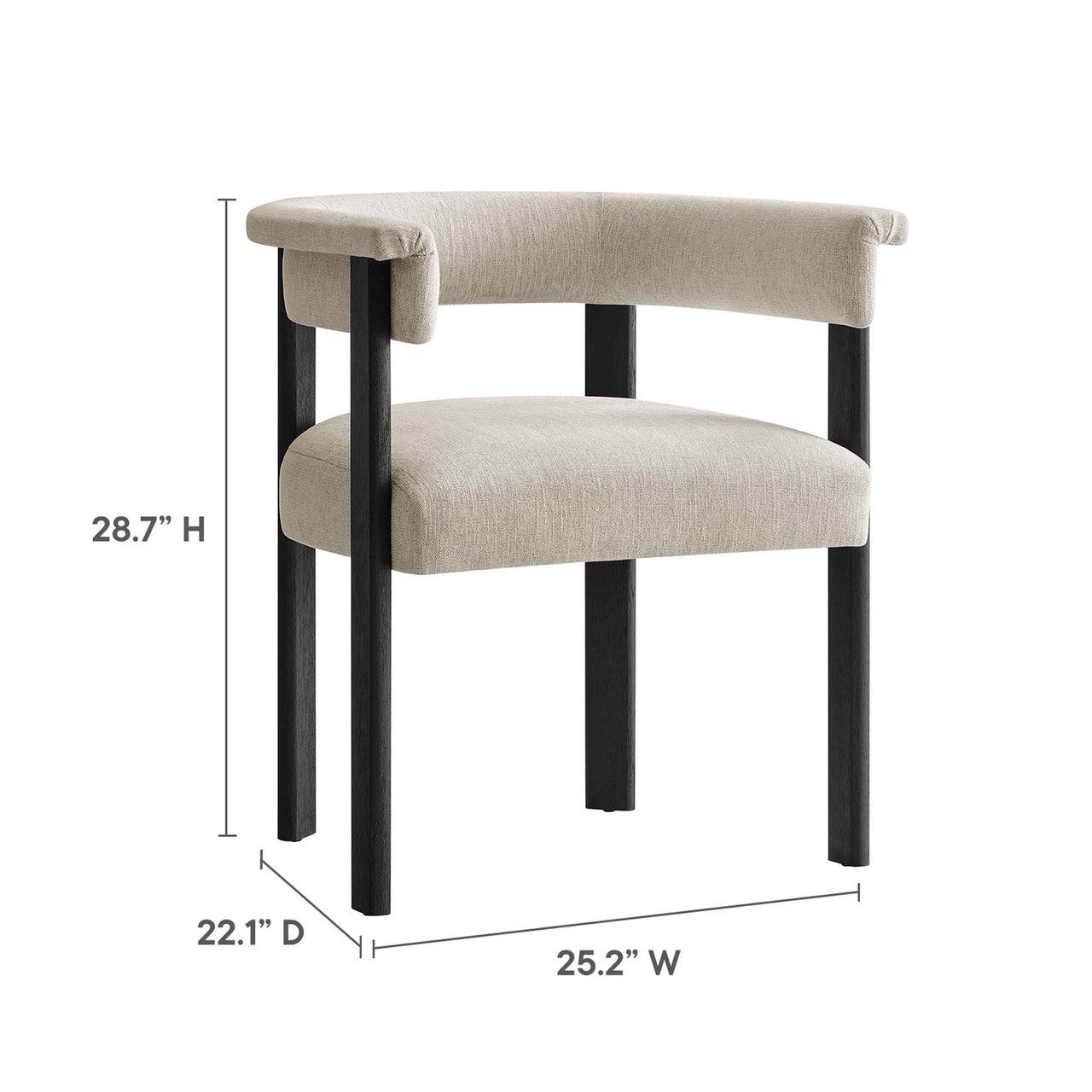 Maiden Fabric Dining Chair Set of 2, Ivory & Black