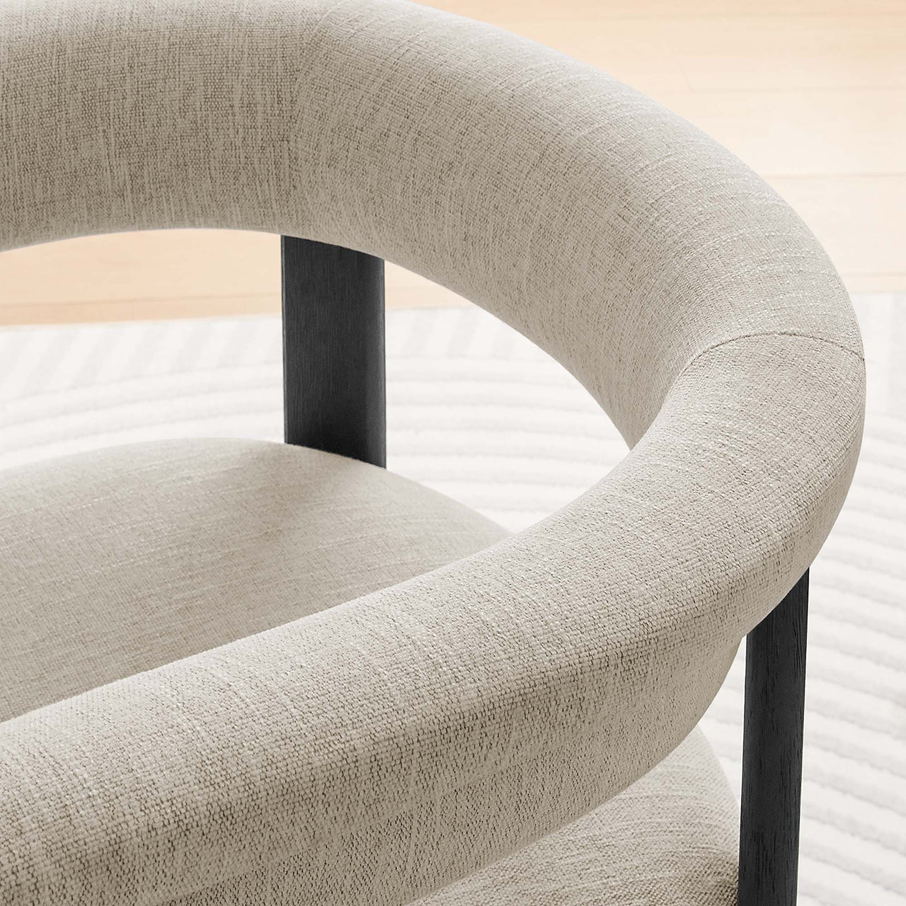 Maiden Fabric Dining Chair Set of 2, Ivory & Black