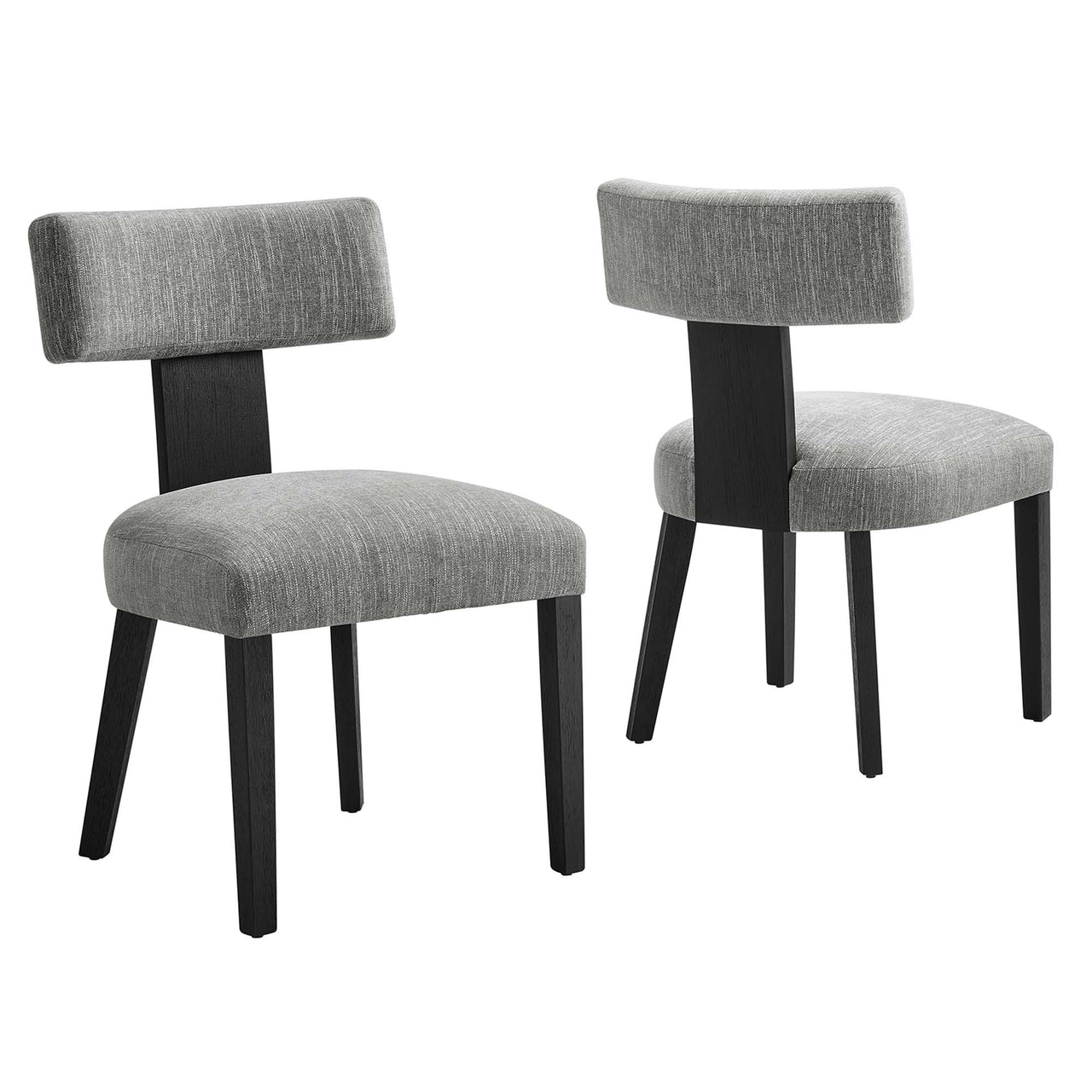 Leilani Fabric Dining Chair Set of 2, Gray & Black