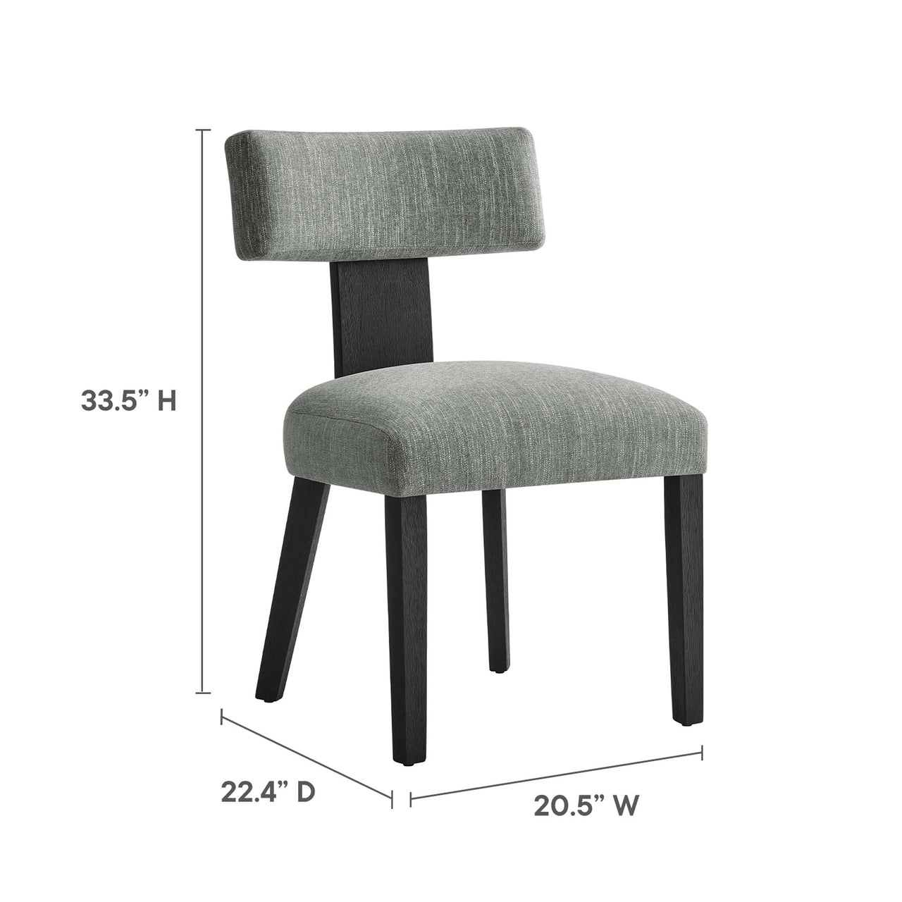Leilani Fabric Dining Chair Set of 2, Gray & Black