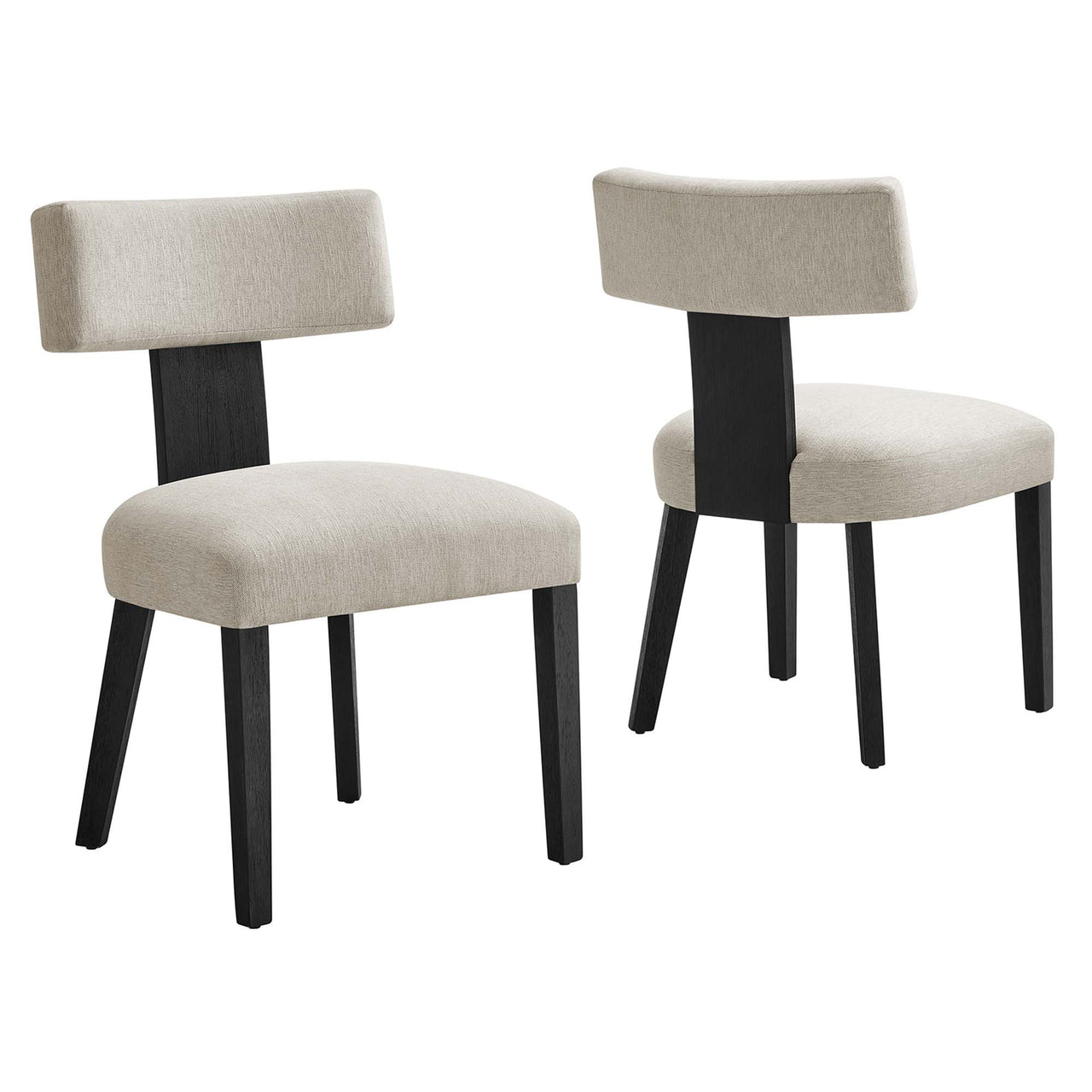 Leilani Fabric Dining Chair Set of 2, Ivory & Black