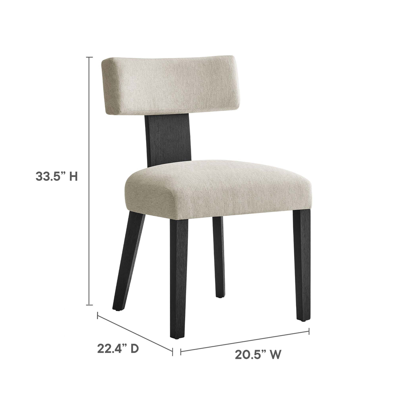 Leilani Fabric Dining Chair Set of 2, Ivory & Black