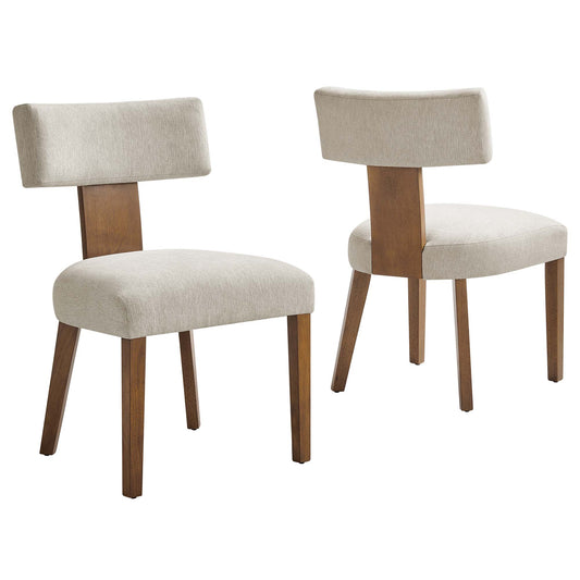 Leilani Fabric Dining Chair Set of 2, Ivory & Brown