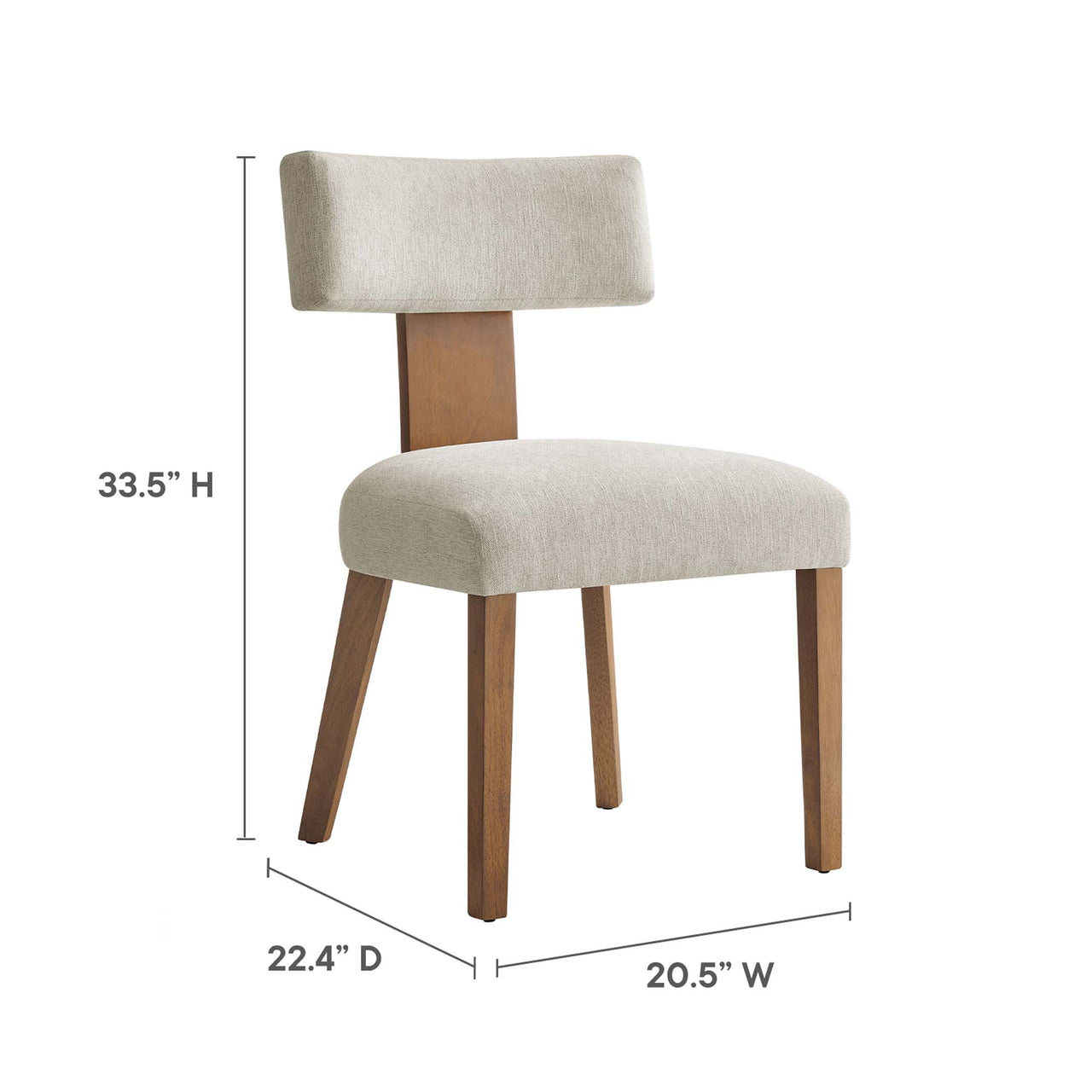 Leilani Fabric Dining Chair Set of 2, Ivory & Brown