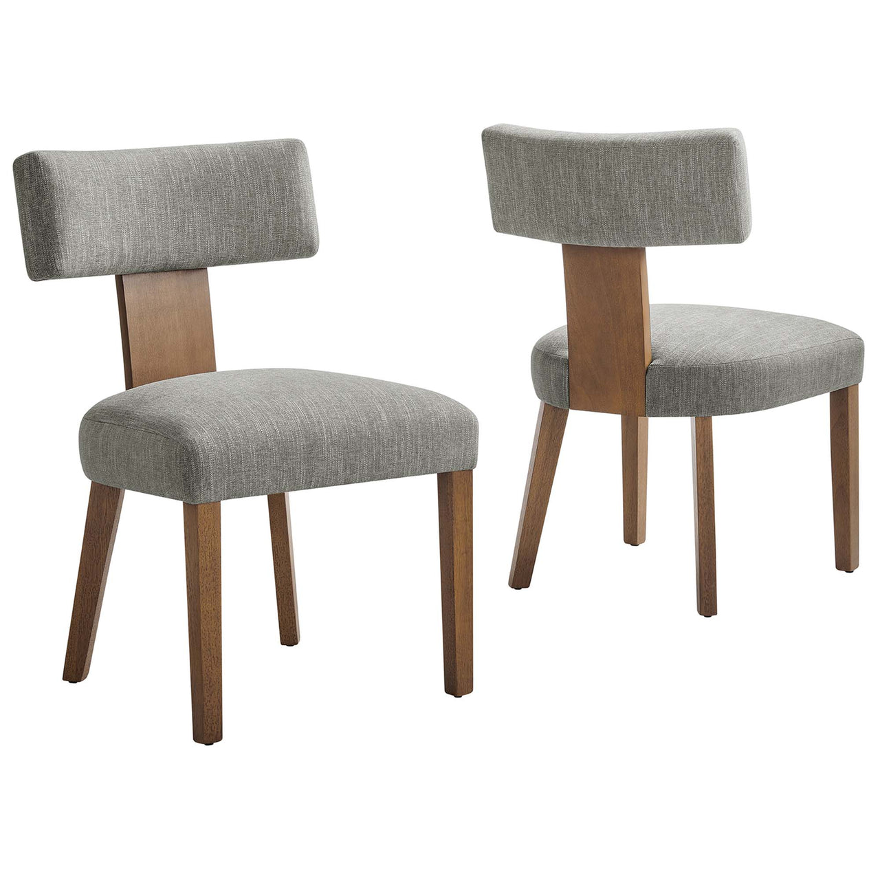 Leilani Fabric Dining Chair Set of 2, Light Gray & Brown