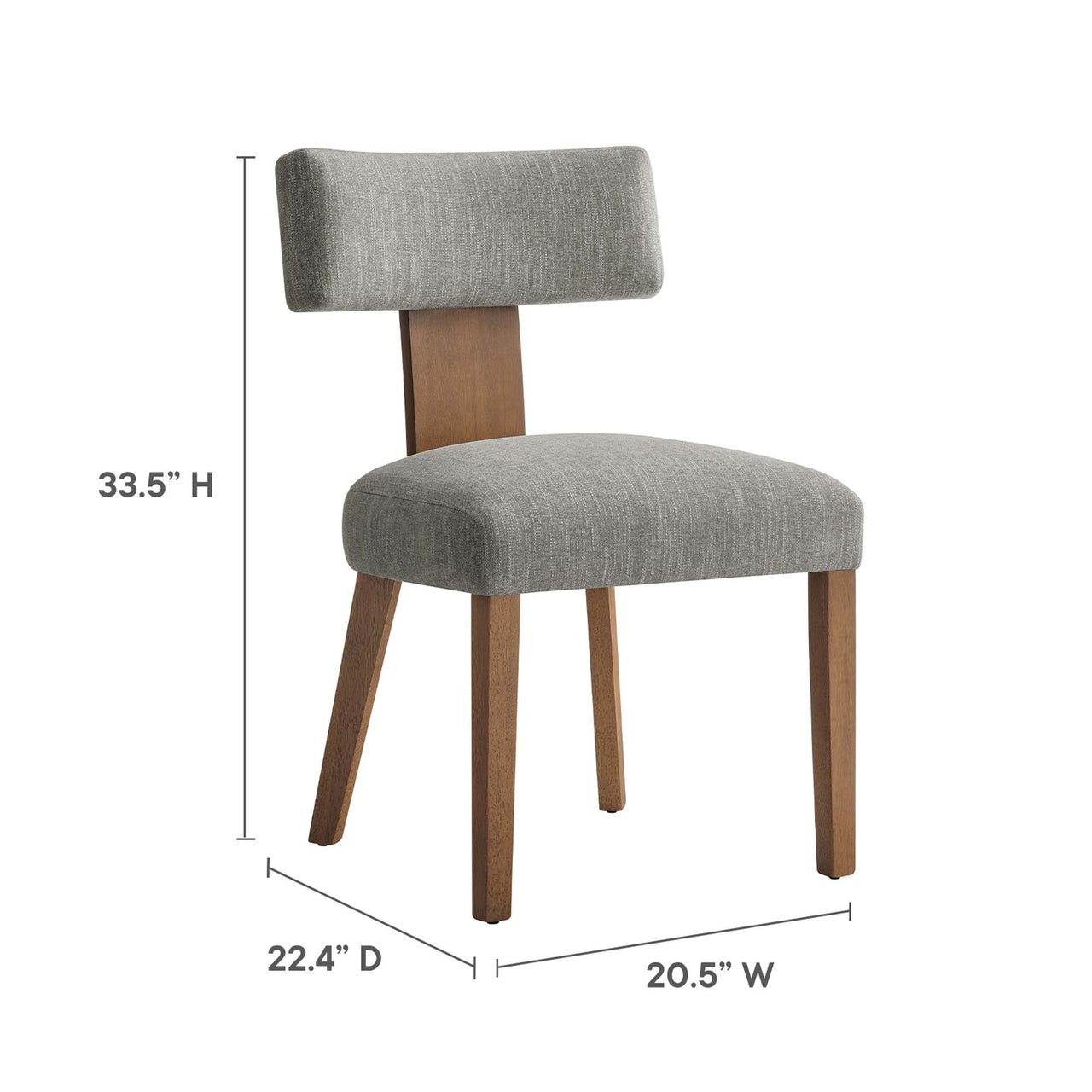 Leilani Fabric Dining Chair Set of 2, Light Gray & Brown