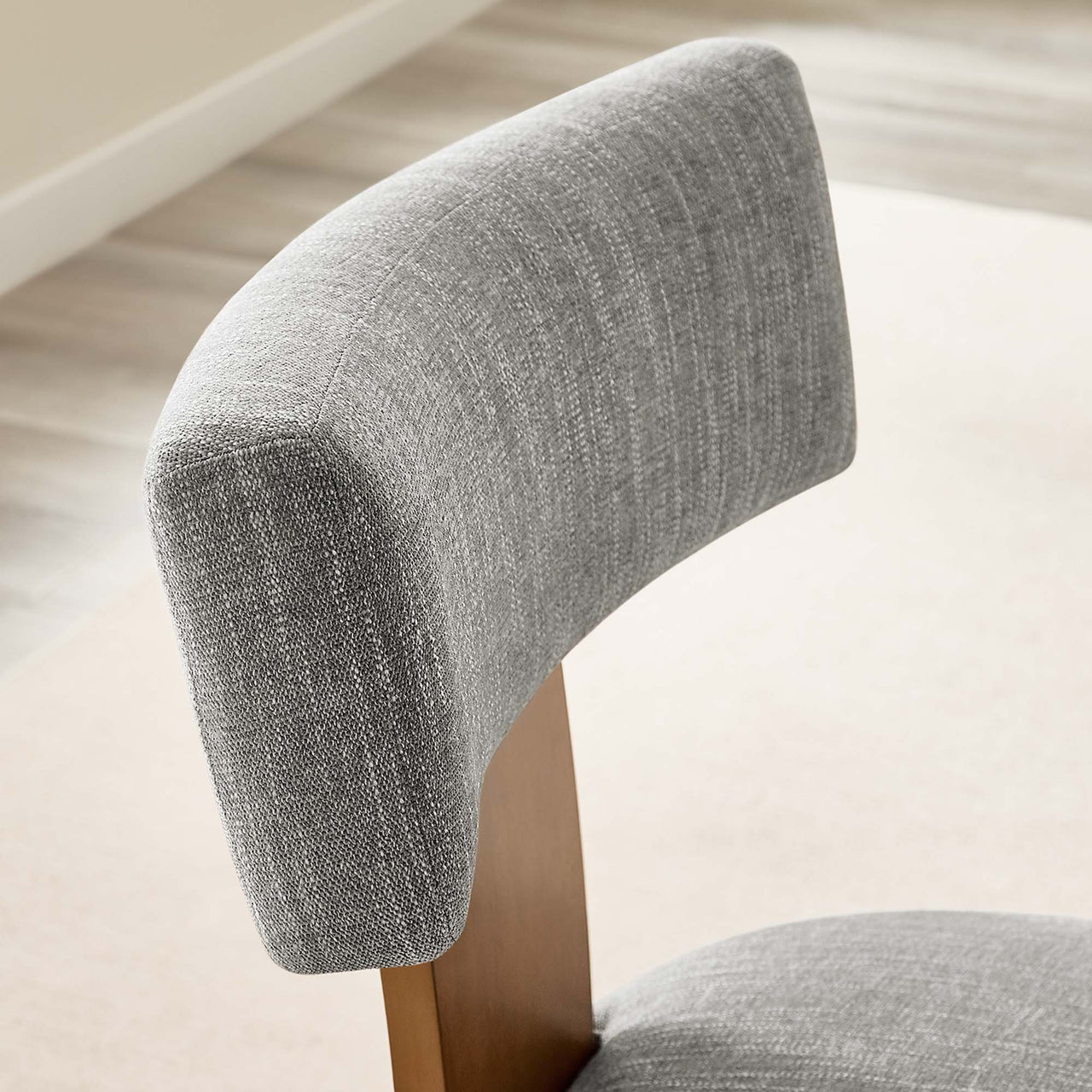 Leilani Fabric Dining Chair Set of 2, Light Gray & Brown