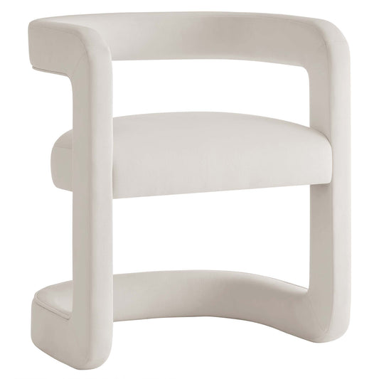 Aeria Upholstered Velvet Accent Chair, Chalk