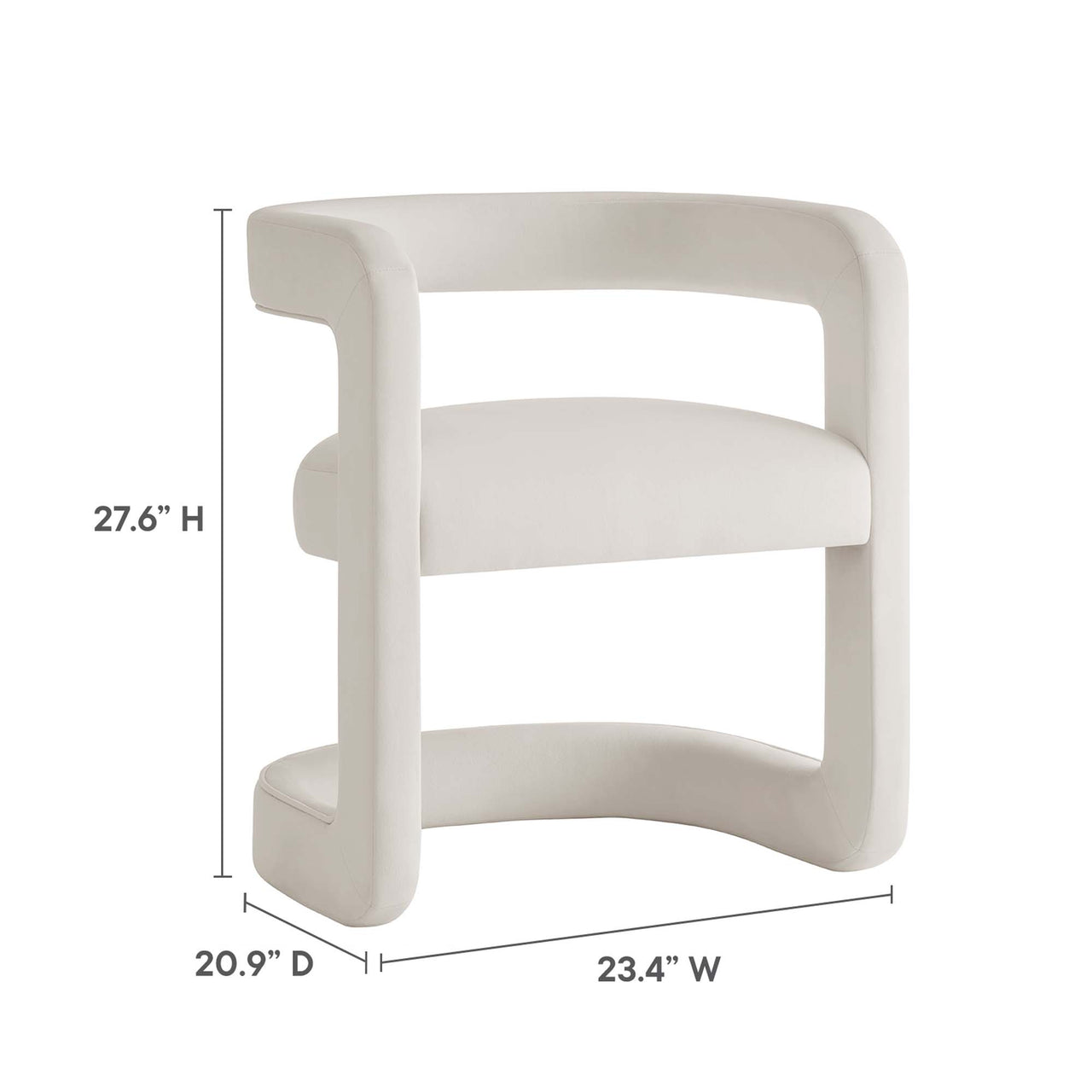 Aeria Upholstered Velvet Dining Chair, Chalk