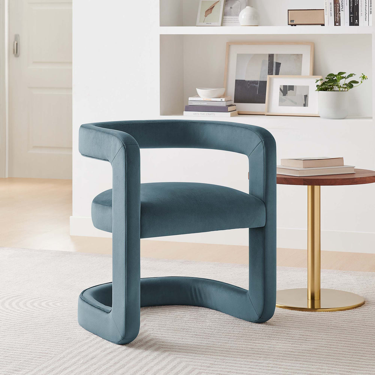 Aeria Upholstered Velvet Dining Chair, Slate