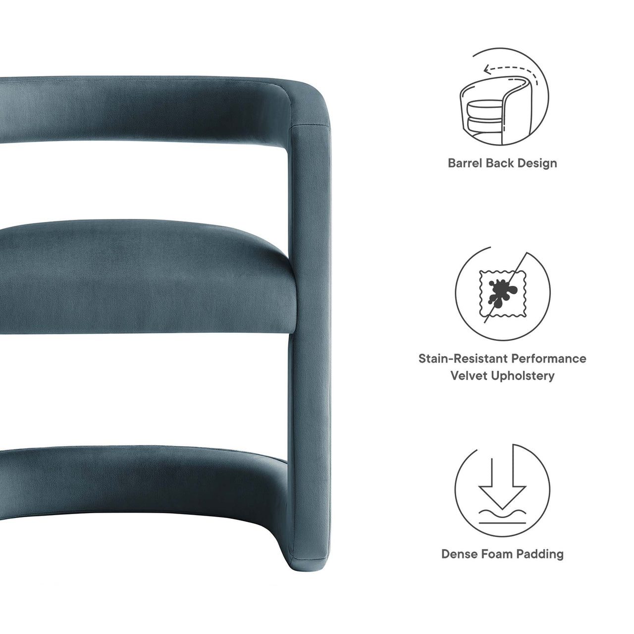 Aeria Upholstered Velvet Dining Chair, Slate