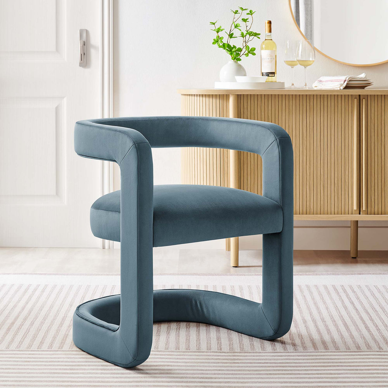 Aeria Upholstered Velvet Accent Chair, Slate
