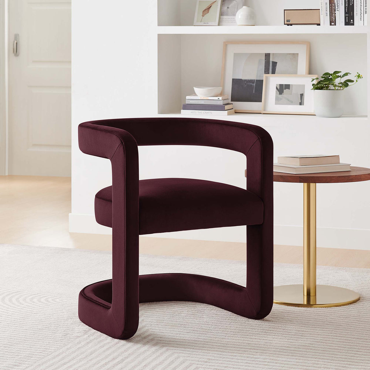 Aeria Upholstered Velvet Dining Chair, Wine