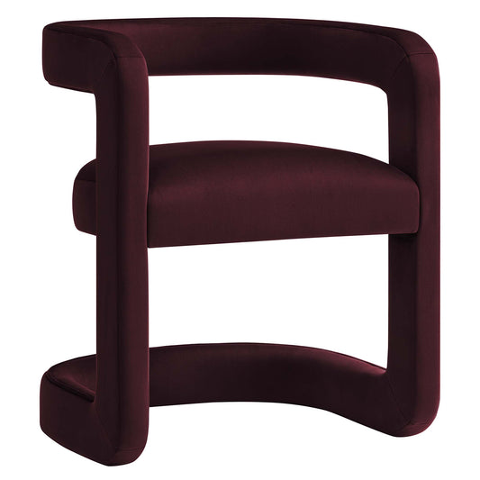Aeria Upholstered Velvet Dining Chair, Wine