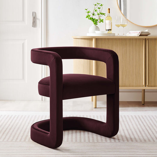 Aeria Upholstered Velvet Accent Chair, Wine