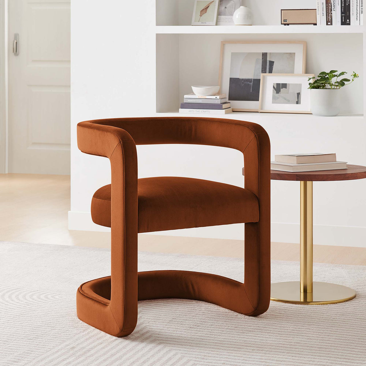 Aeria Upholstered Velvet Dining Chair, Terracotta