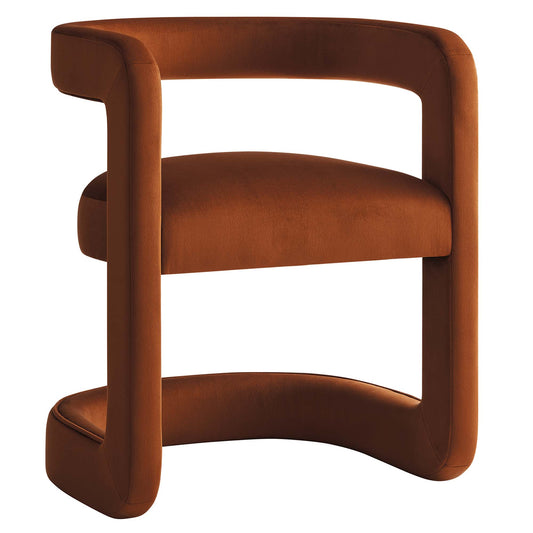 Aeria Upholstered Velvet Dining Chair, Terracotta