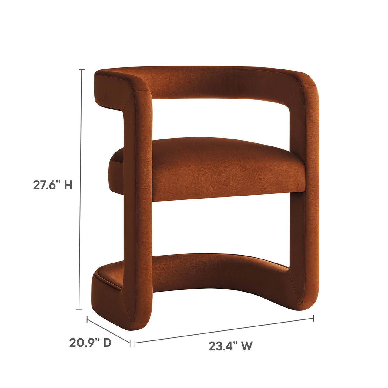 Aeria Upholstered Velvet Accent Chair, Terracotta