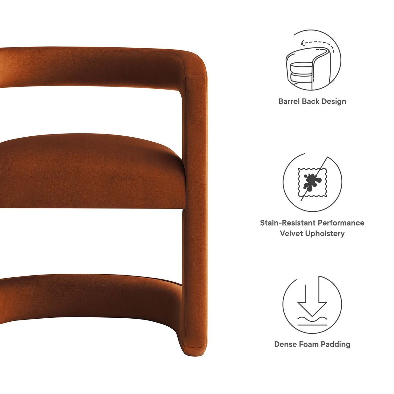 Aeria Upholstered Velvet Dining Chair, Terracotta