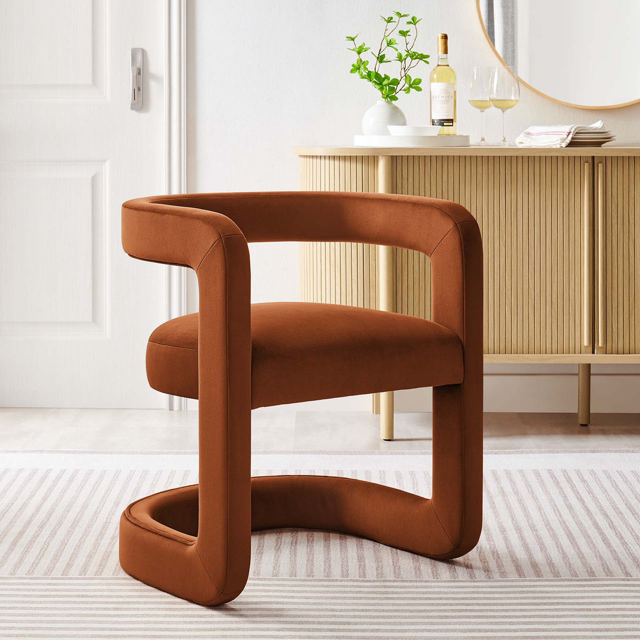 Aeria Upholstered Velvet Dining Chair, Terracotta