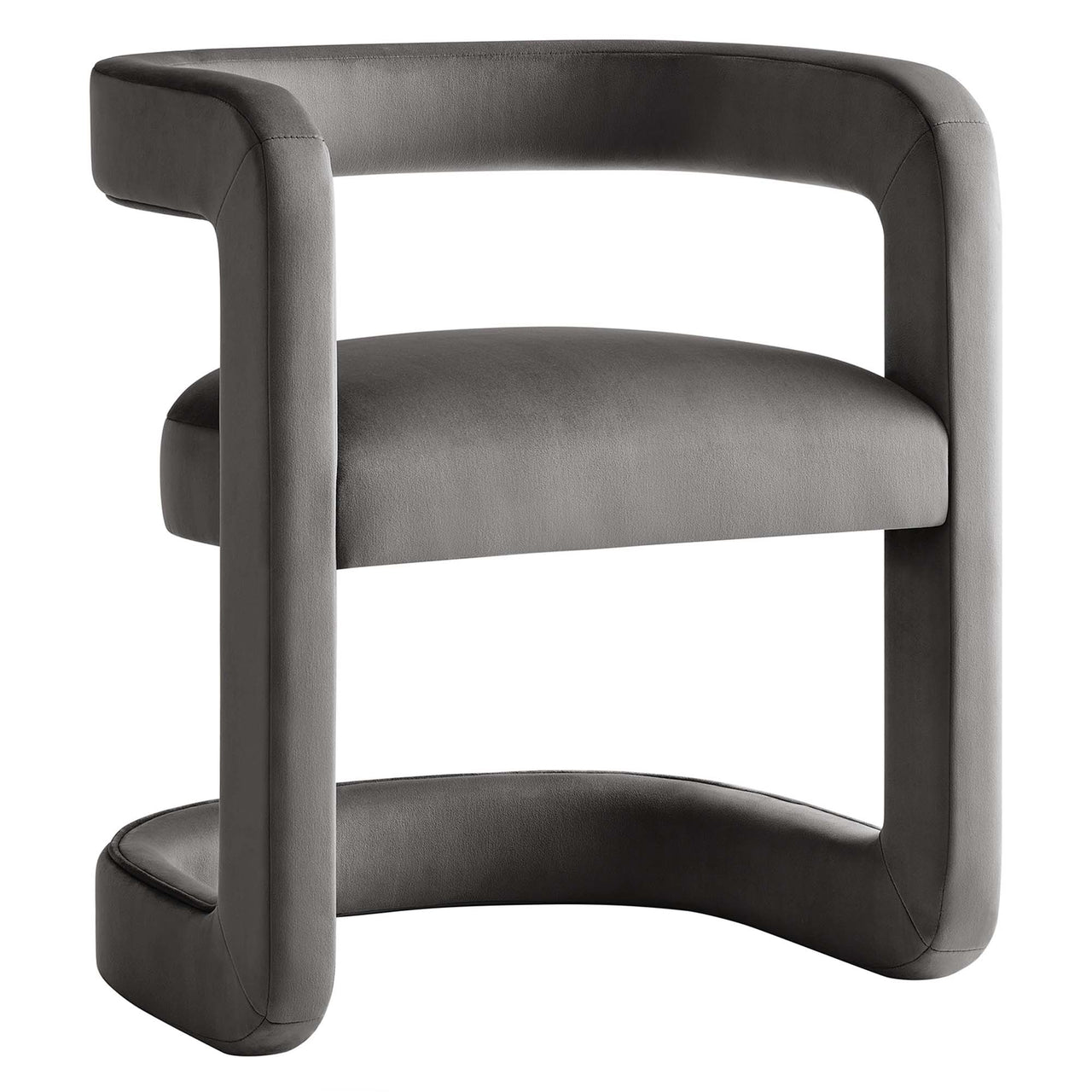 Aeria Upholstered Velvet Accent Chair, Charcoal