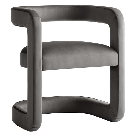 Aeria Upholstered Velvet Accent Chair, Charcoal