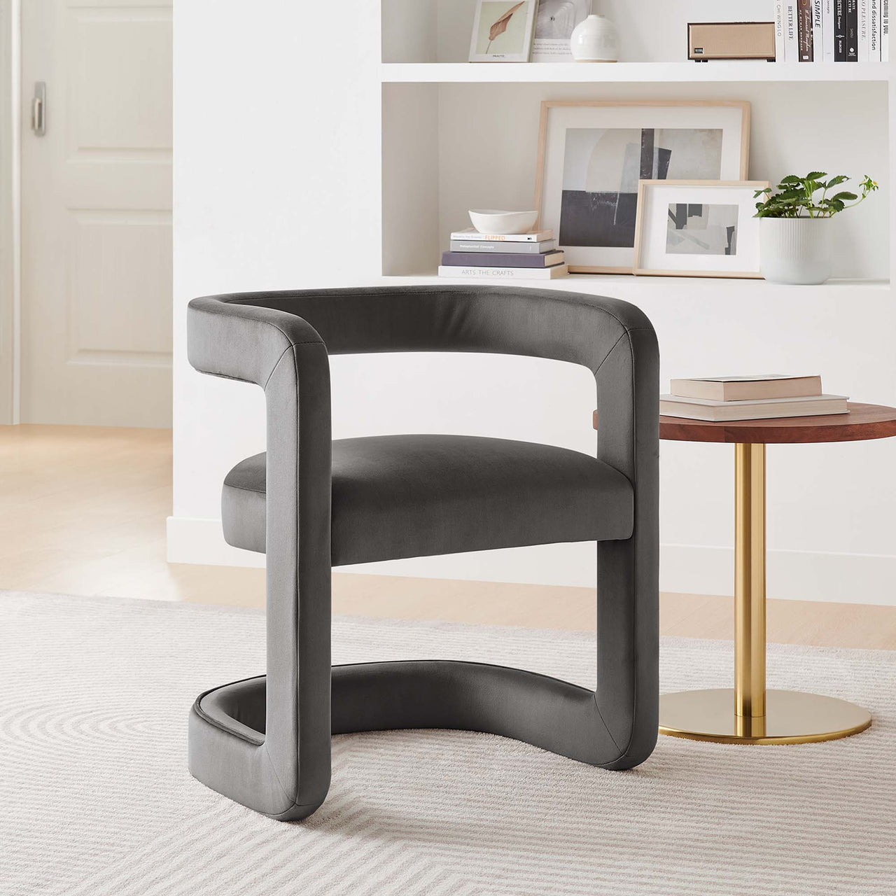 Aeria Upholstered Velvet Dining Chair, Charcoal