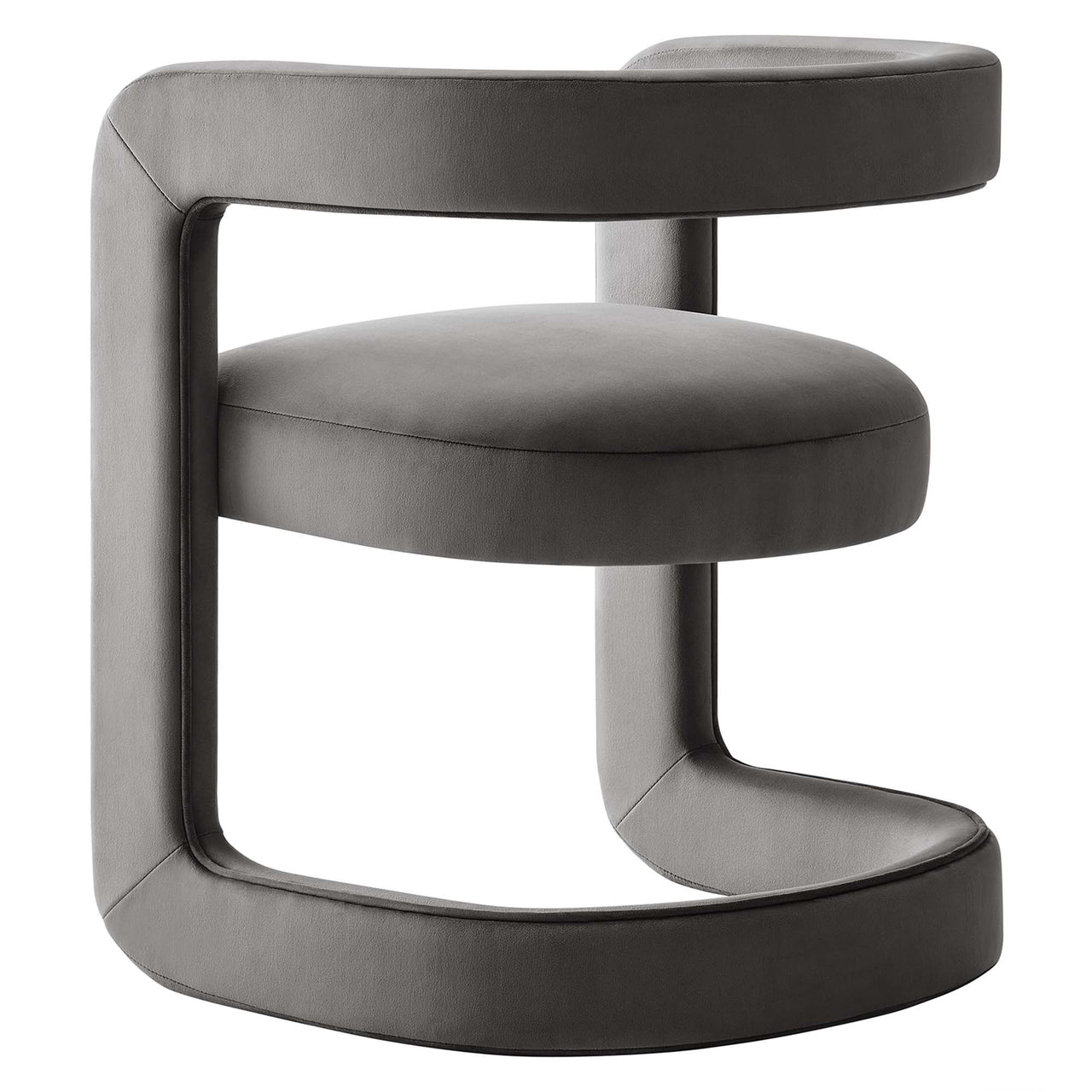 Aeria Upholstered Velvet Accent Chair, Charcoal