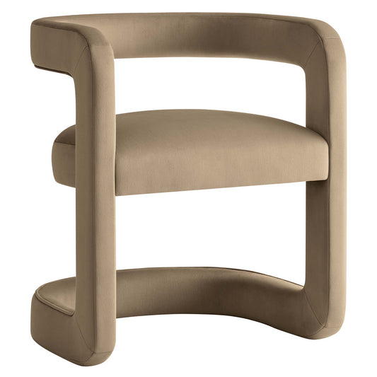 Aeria Upholstered Velvet Accent Chair, Taupe