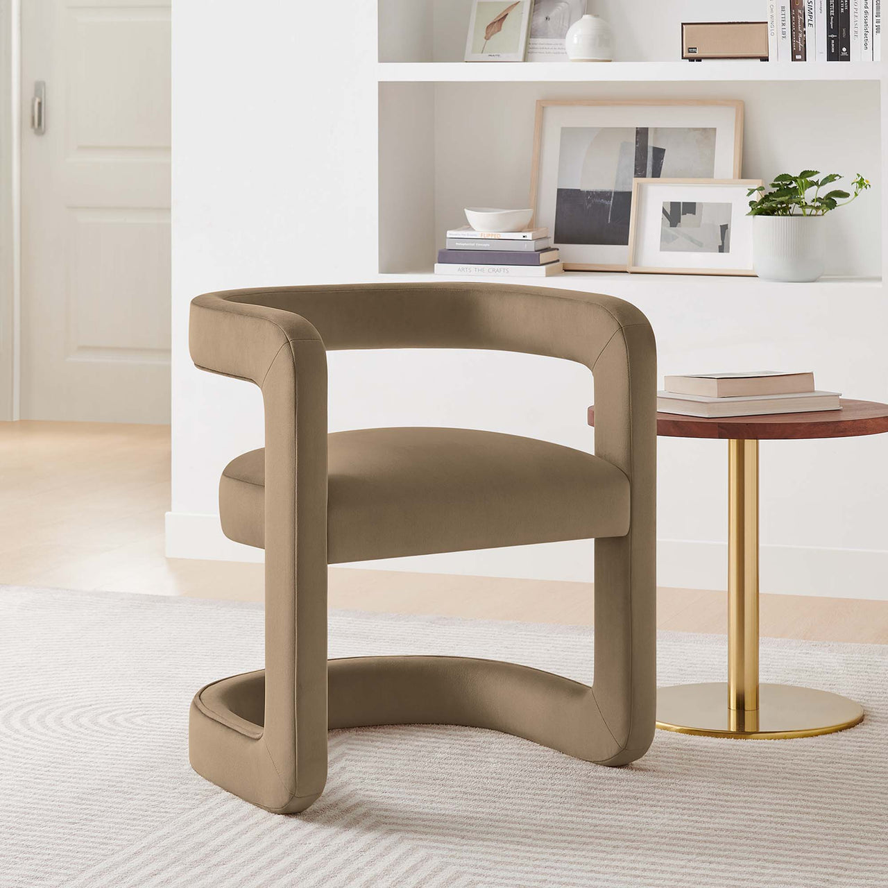 Aeria Upholstered Velvet Dining Chair, Taupe