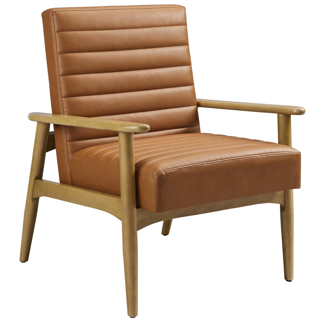 Jasper Eco-Leather Accent Chair, Oak & Tan