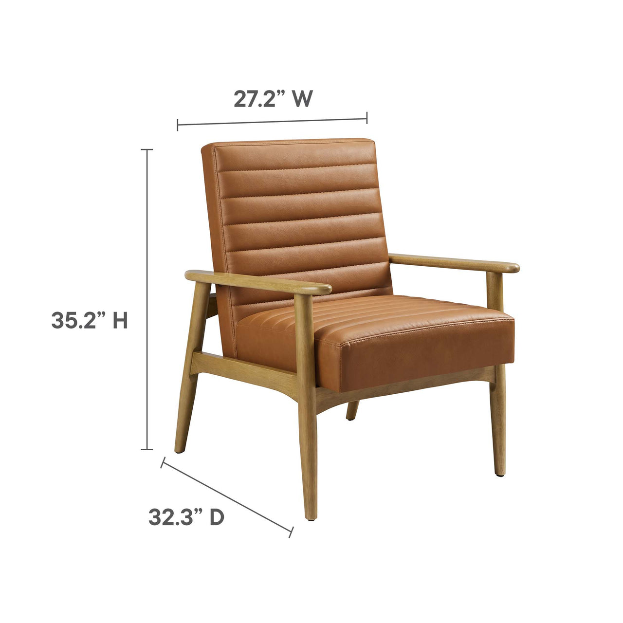 Jasper Eco-Leather Accent Chair, Oak & Tan