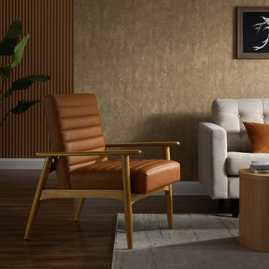 Jasper Eco-Leather Accent Chair, Oak & Tan